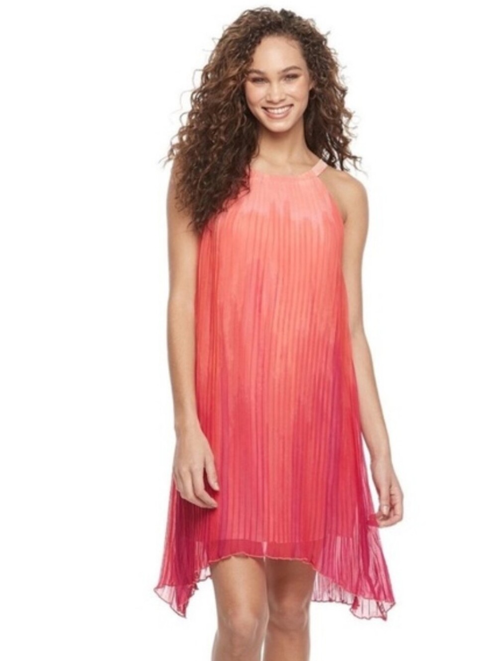NWT Apt. 9 Ombre Trapeze Dress Sleeveless Tie Back Coral Pink Summer Party 12
